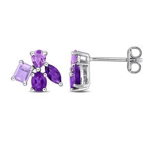 1.34 Carat (ctw) Rose-De-France and African-Amethyst Earrings Sterling Silver